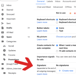 email signature edit area