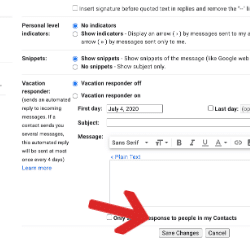 email signature save changes button